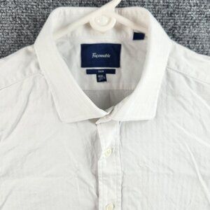 Faconnable Club 44/45 17.5 Large Long Sleeve White Button Up Shirt Striped Adult